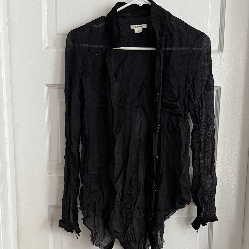Helmut Lang sheer button up blouse
